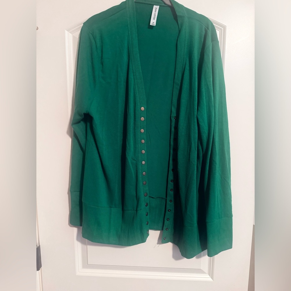True Kelly Green Cardigan 2x